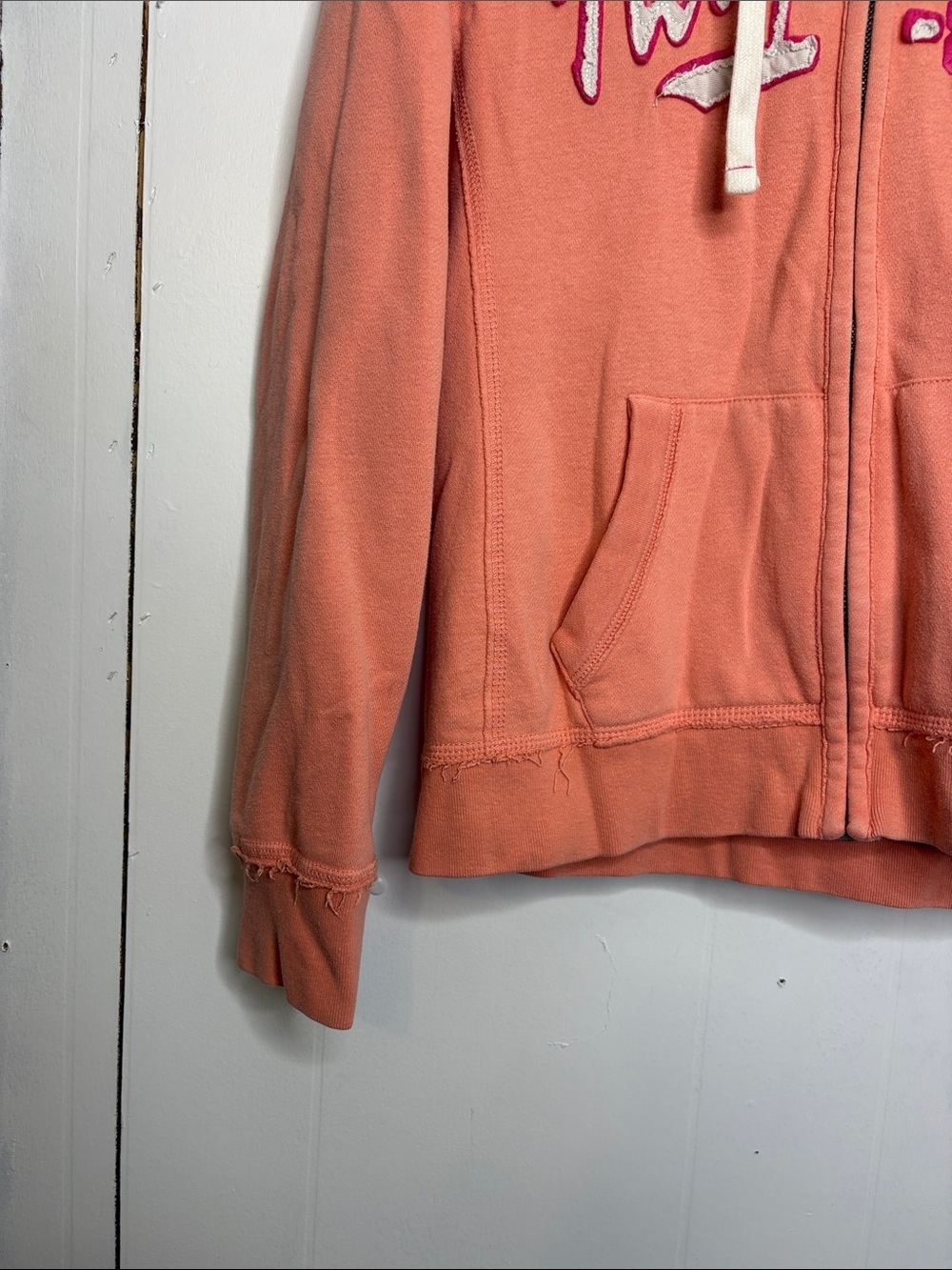 Aeropostale Jacket Womens Extra Small Zip Up Sweatshirt Spellout Y2K Peachy - Picture 6 of 7